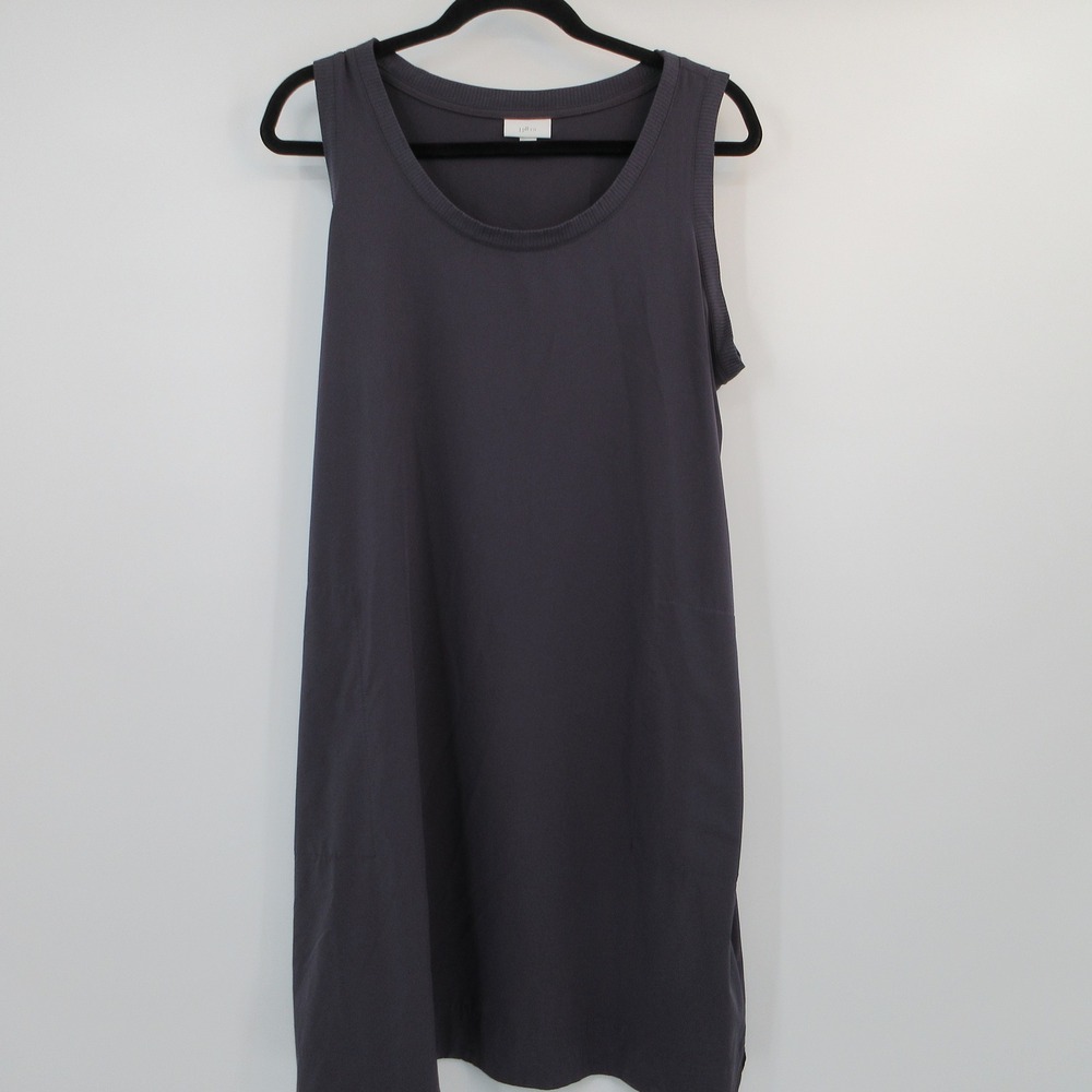 J.Jill Fit Womens Gray Sleeveless Scoop Neck Shift Dress with Zipper Pockets